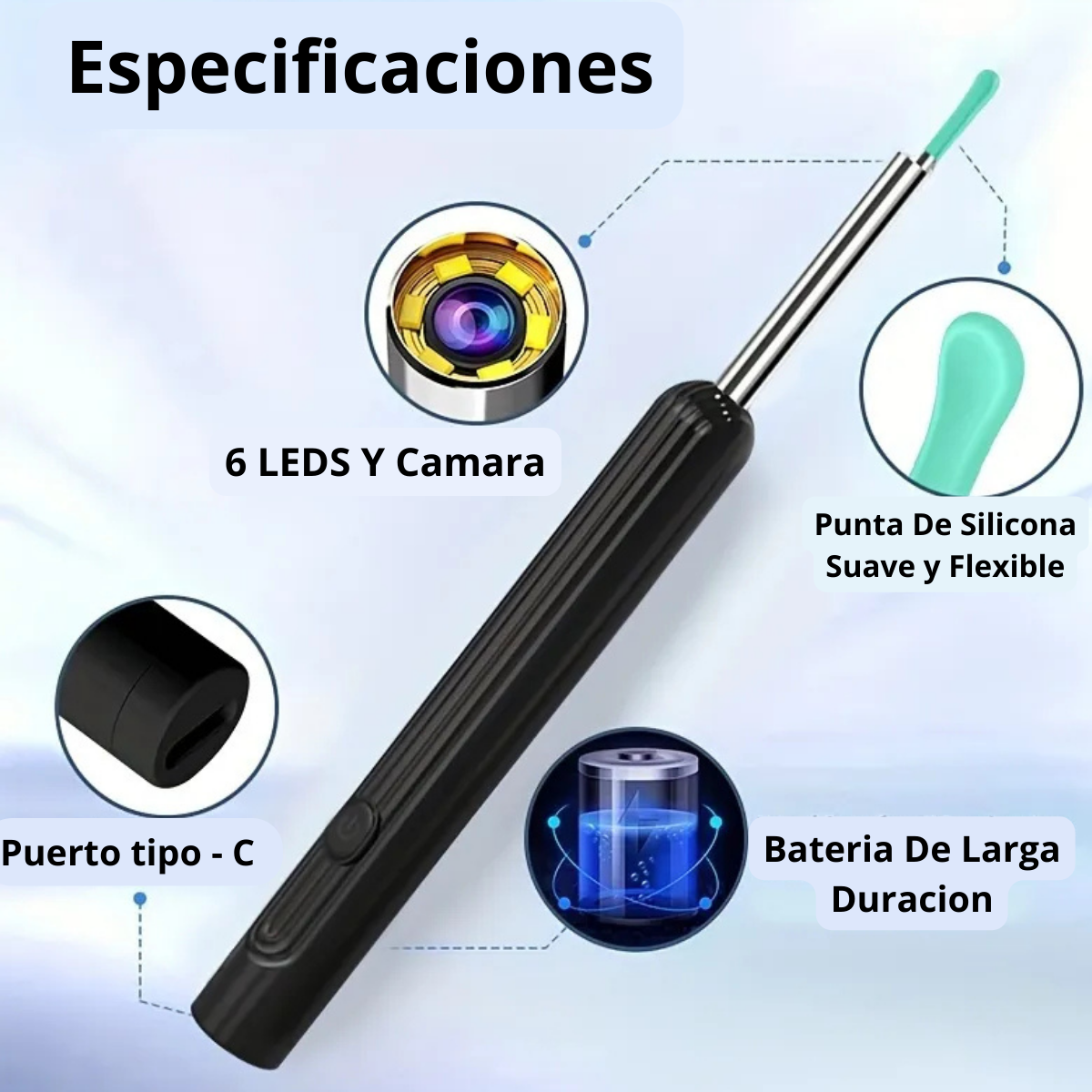 Limpiador Oidos Luz Camara HD NE3